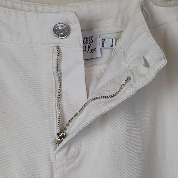 Princess Polly White Wide Leg Patch Pockets Denim Pants Size 4 - Picture 3 of 16